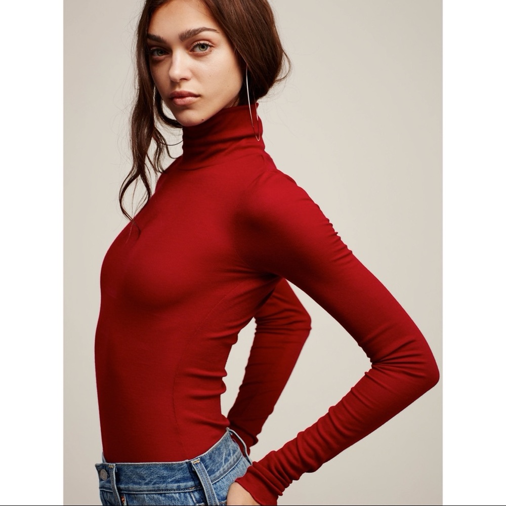 Intimataly free people red turtleneck top